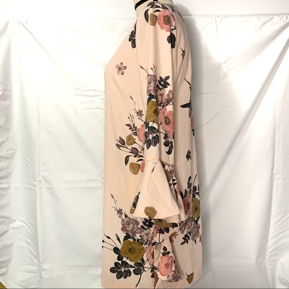Leith pink floral long bell sleeve mini dress - Picture 4 of 11